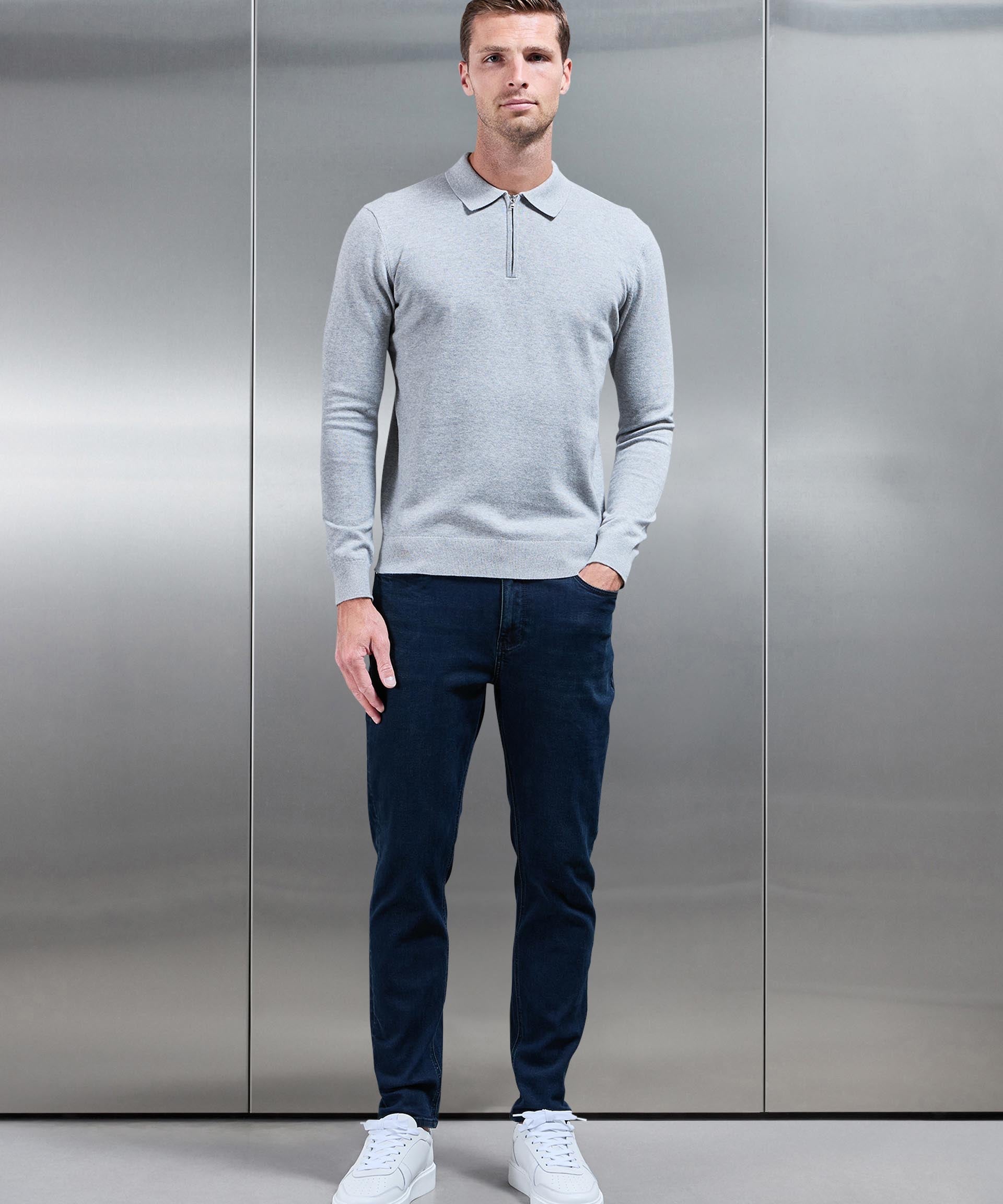 Polo Demi-zip Manches Longues Coton Shirt